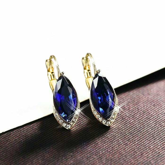 Pendientes de cristal con incrustaciones en forma de marquesa, pendientes de diseño elegante.