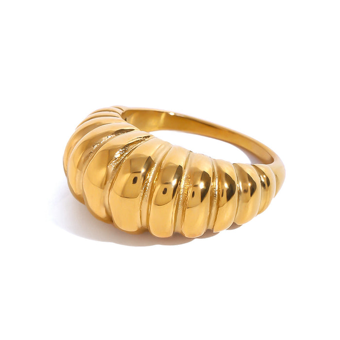 Stainless steel 18k gold croissant ring