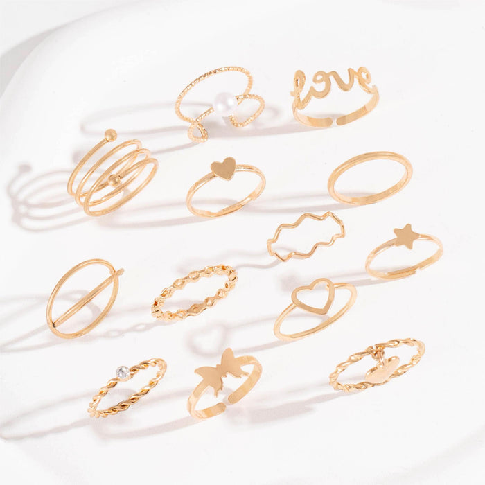 New Star Butterfly Multi-Joint Ring Set – Design-Inspired Heart Rings, 13-Piece Collection