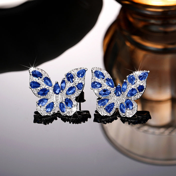 Butterfly zircon earrings niche light luxury earrings