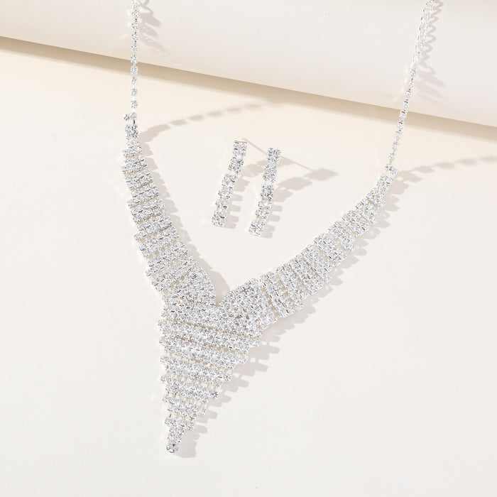 Bridal Rhinestone Necklace Set - Crystal Statement Jewelry for Weddings