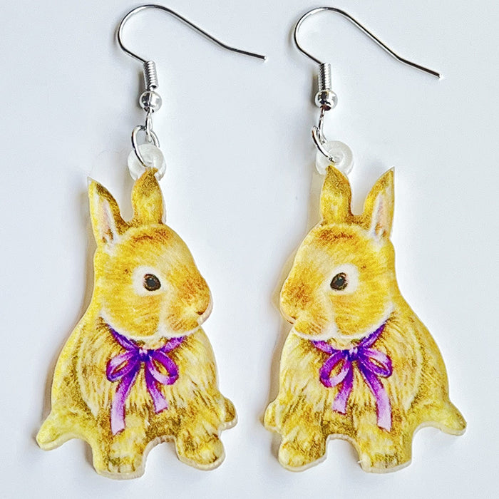 Easter Earrings with Bunny, Flower Basket, and Colorful Egg Designs