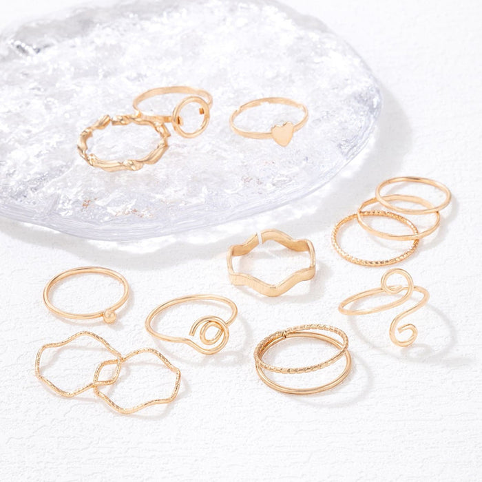 Light luxury fashion nine-piece ring set