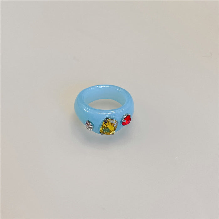 Colored Resin Resin Gemstone Ring - wallojewerly 