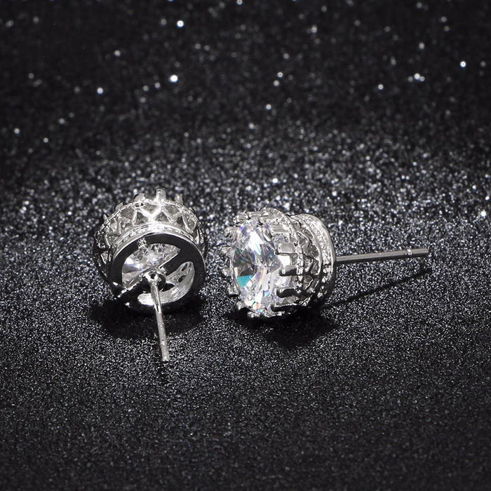 Palace style crown zircon earrings