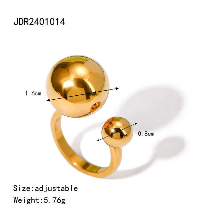 Anillo geométrico de acero inoxidable en oro de 18 quilates con incrustaciones de perla