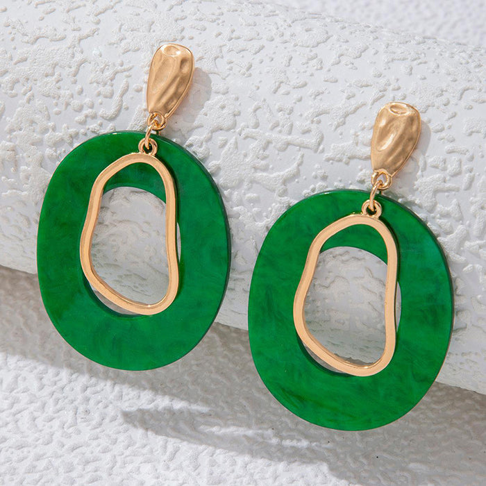 Green temperament versatile earrings acrylic earrings