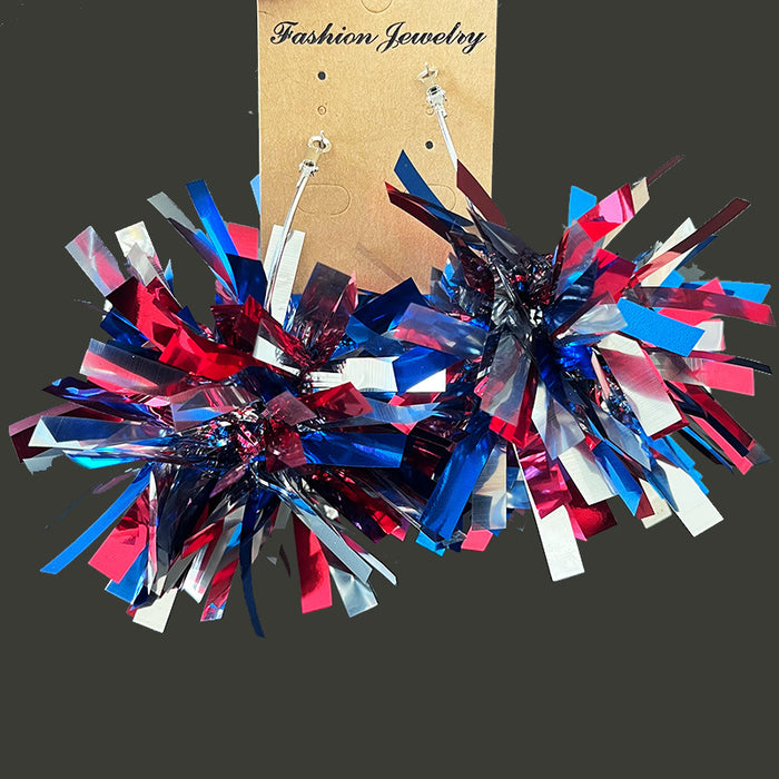 Independence Day Earrings with Firework and Ball Designs