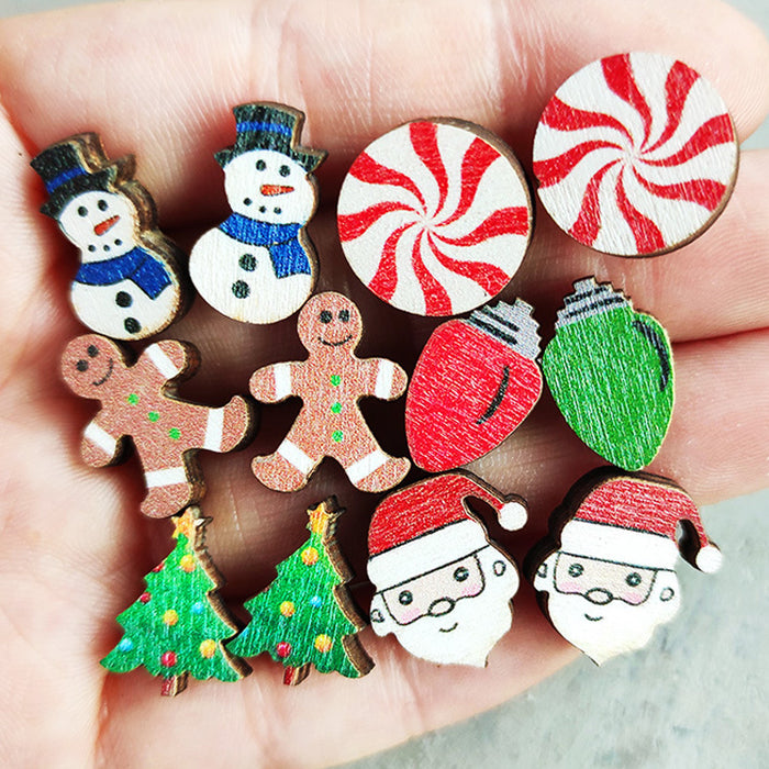 Wooden Santa earrings