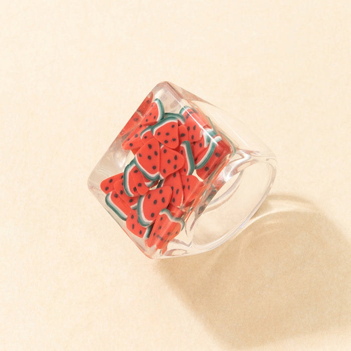 Transparent acrylic resin ring, retro ins style diamond design