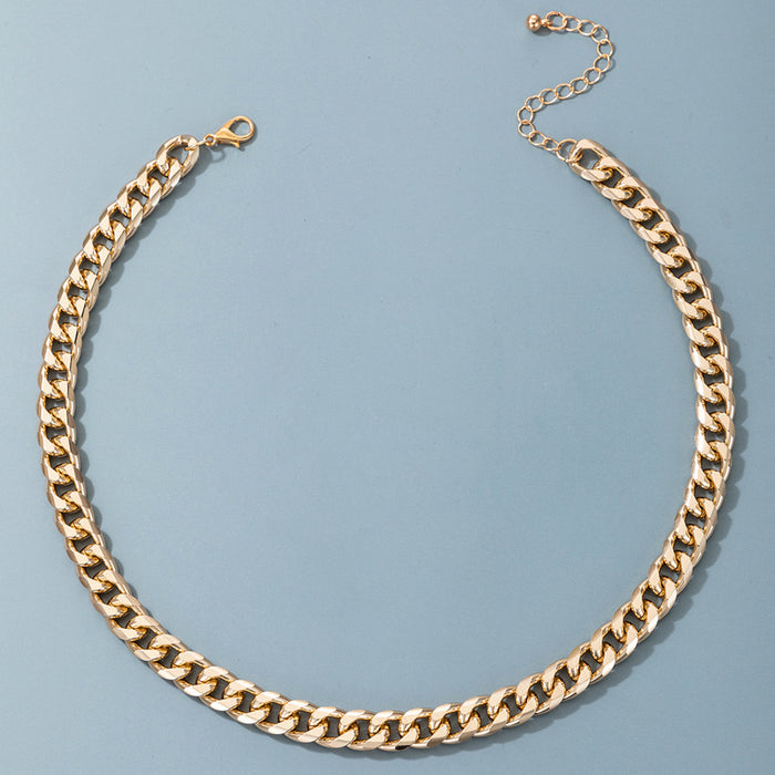 Minimalist Metal Chain Necklace with Geometric Hollow Design