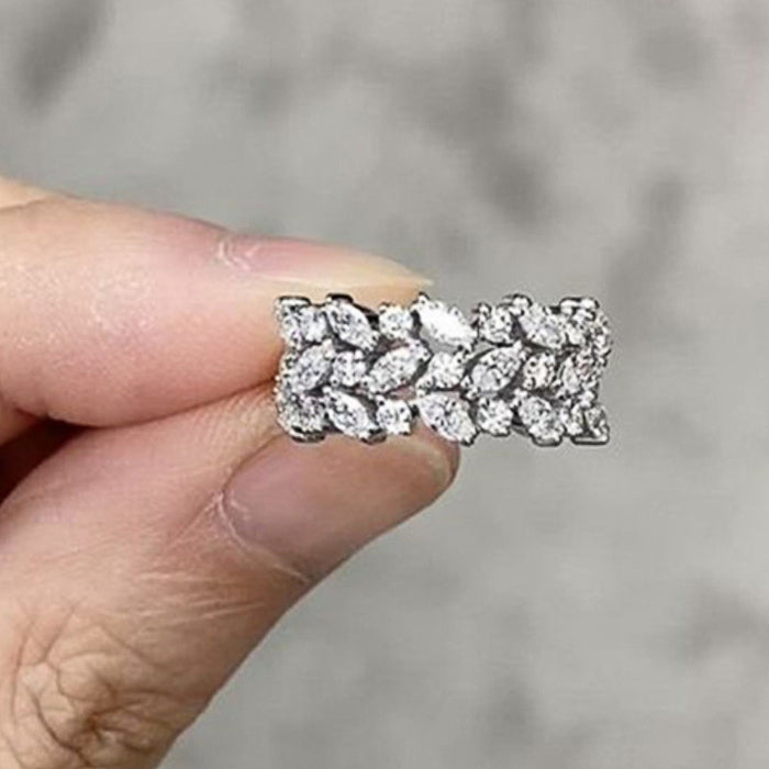 Anillo geométrico con incrustaciones de circonitas, estilo brillante, anillo de compromiso para banquetes, esencial