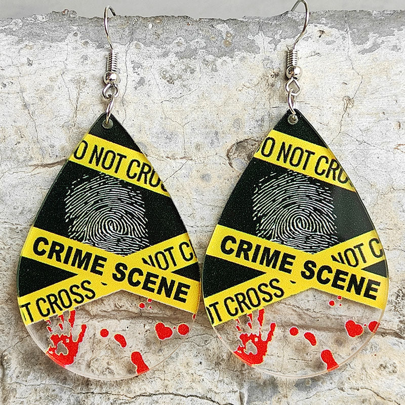 Halloween blood handprint acrylic earrings