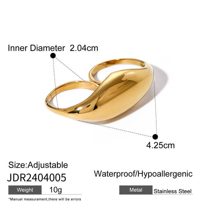 Geometric Design 18K Gold Plated Stainless Steel Ring - Exquisite Jewelry