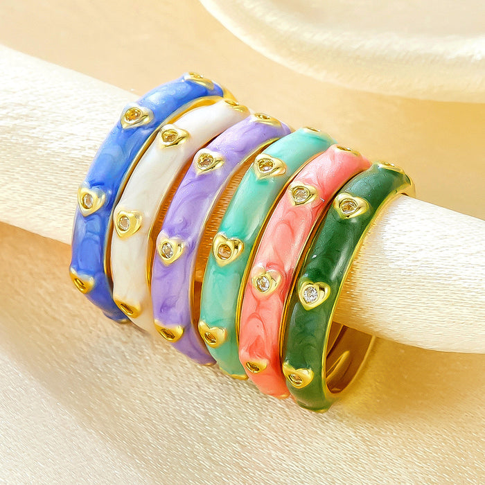 Wholesale colored drip heart-shaped diamond rings