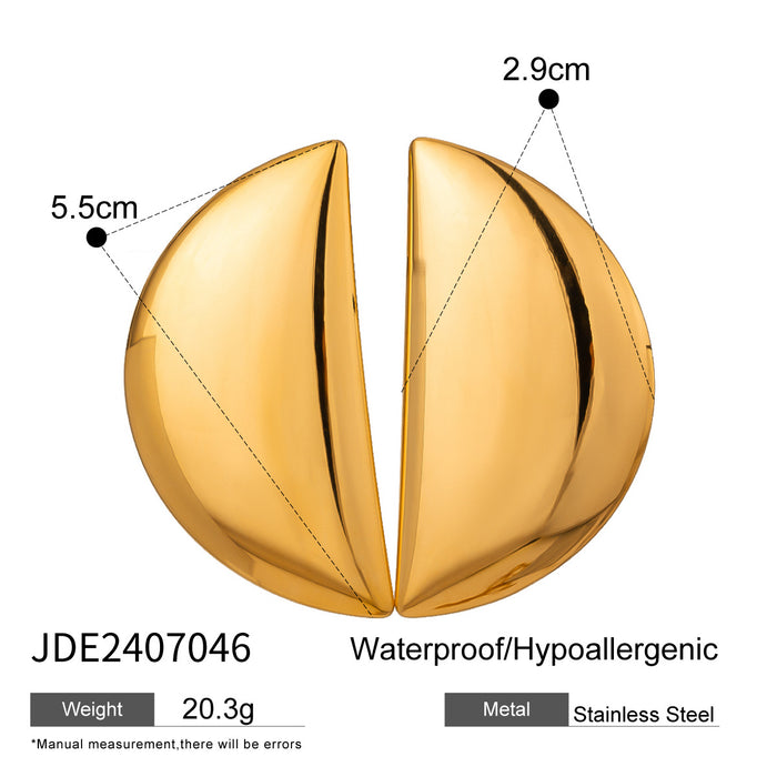 Pendientes de luna geométrica, diseño exagerado, pendientes de acero de titanio de alta gama.