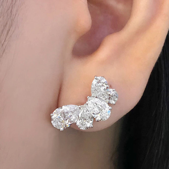 Pendientes de flor de circón con forma de gota de agua, pendientes versátiles para mujer