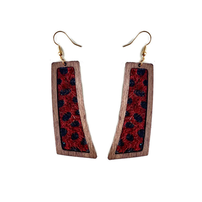 Animal Print Leather Earrings with Leopard Print and Western Style - wallojewerly 