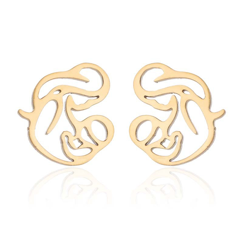 Pendientes de acero inoxidable con forma de madre e hijo: joyas sencillas y dulces para el Día de la Madre