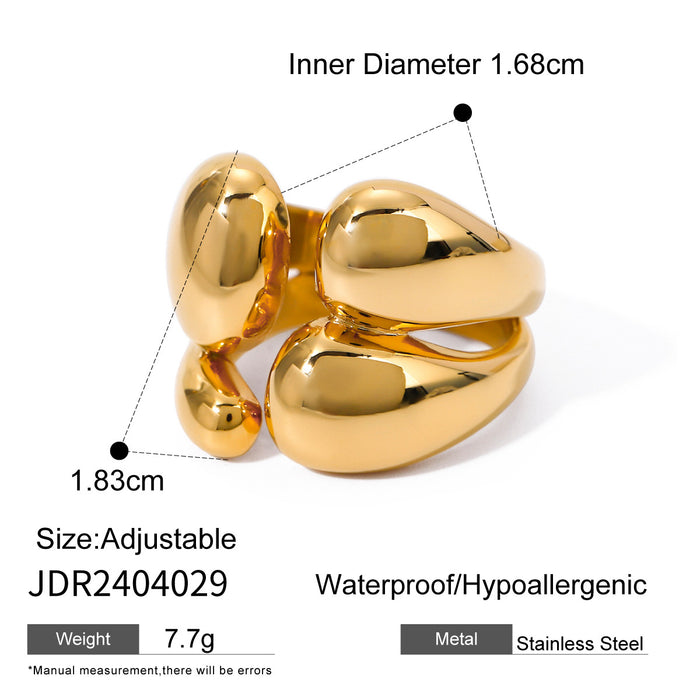 Anillo minimalista de doble capa: accesorio de moda de acero inoxidable bañado en oro de 18 quilates