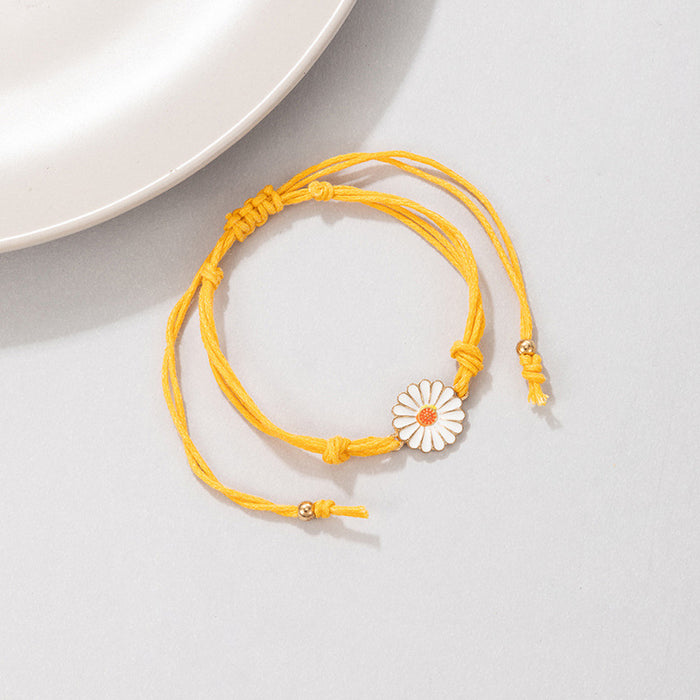 Minimalist Ins-Style Yellow Daisy Flower Single Layer Anklet