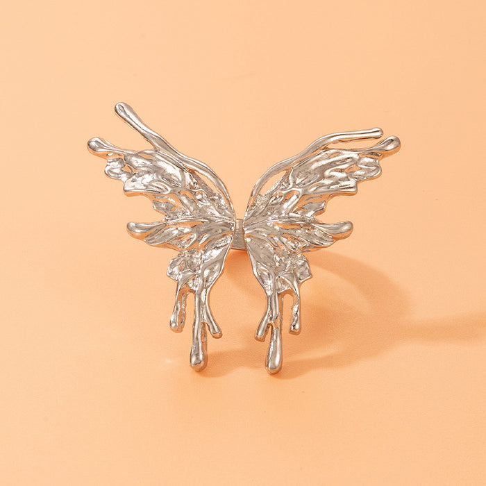 Three-dimensional butterfly single ring, personalized creative three-dimensional butterfly open ring