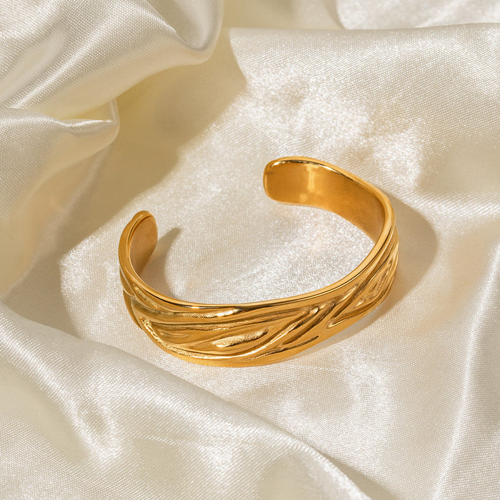 2023 New Trending Design 18K Gold Plated Stainless Steel Textured Bracelet - Wholesale Jewelry