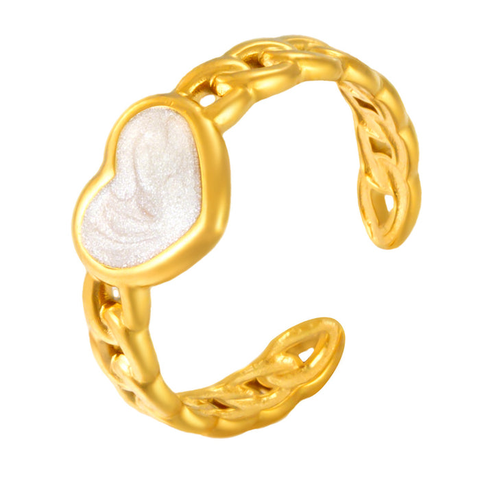 Wholesale stainless steel electroplated woven dripping heart-shaped openwork rings