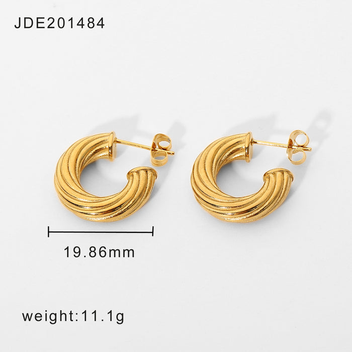 Hot Trend 18K Gold Plated Stainless Steel Twisted Earrings - Titanium Steel Jewelry for Women