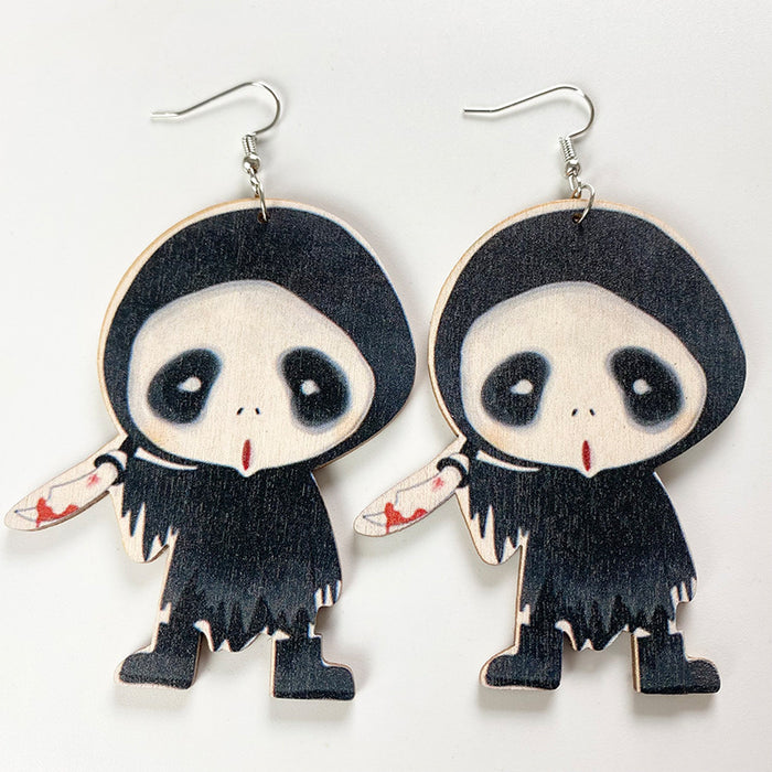 Halloween ghost wooden earrings