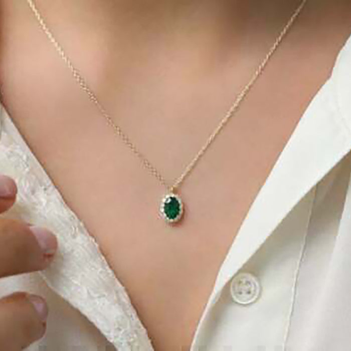 Korean oval pendant retro palace style necklace