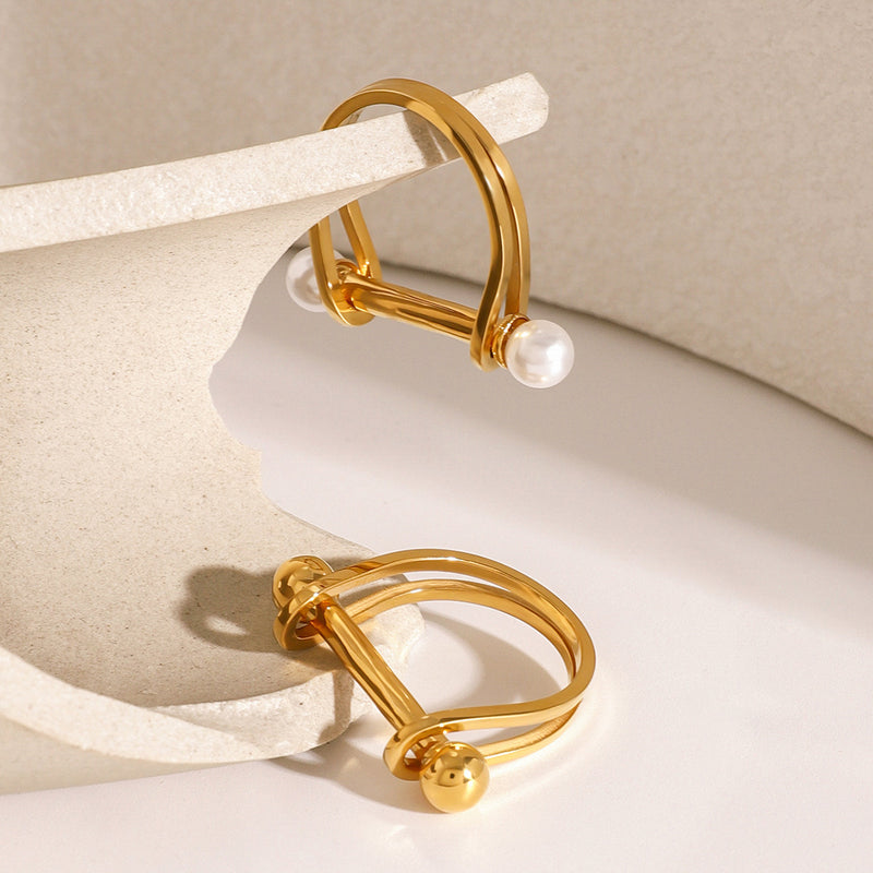 18k gold stainless steel pearl ring