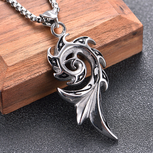 Flame spiral stainless steel necklace - wallojewerly 