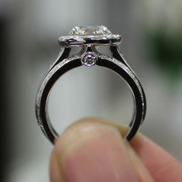 Women's round diamond zircon wedding ring creative simple jewelry