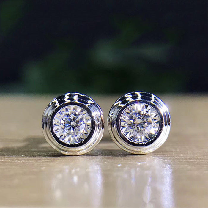 Screw pattern inlaid zircon earrings for men and women couples earrings