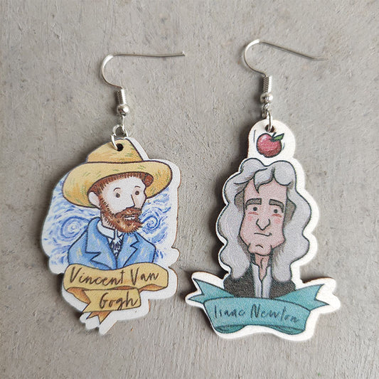 Wooden scientist earrings