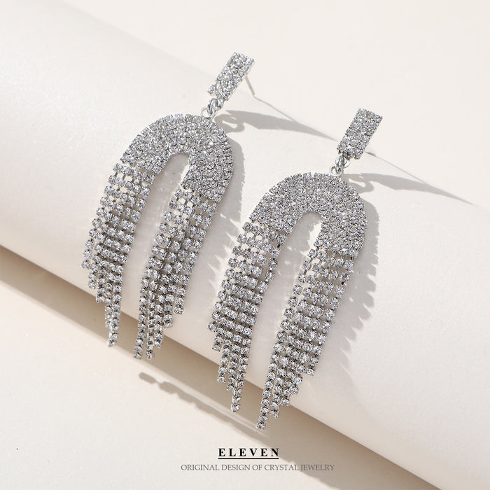 Full Rhinestone Tassel Earrings - Elegant Dangles for a Modern Style