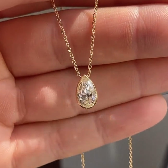 Collar de circonitas en forma de pera con forma de gota de agua, colgante de cena de boda de lujo