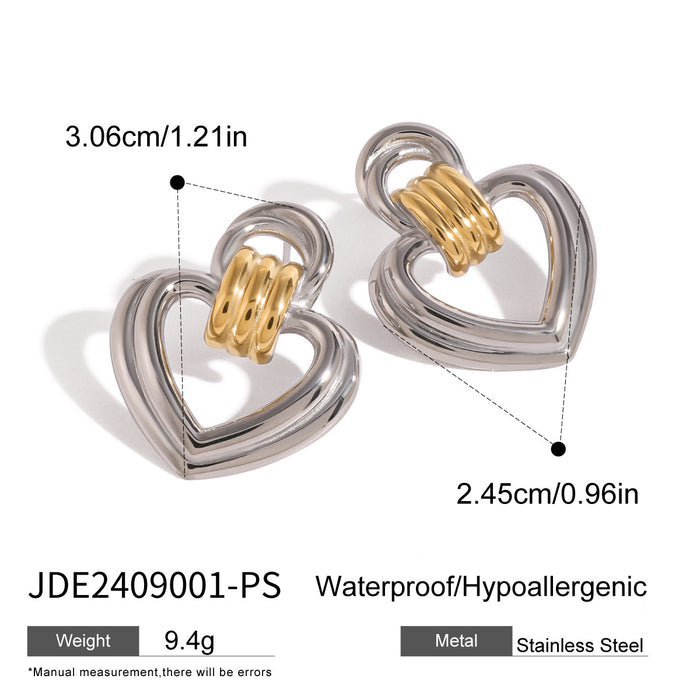 Stainless steel hollow heart earrings niche earrings titanium steel