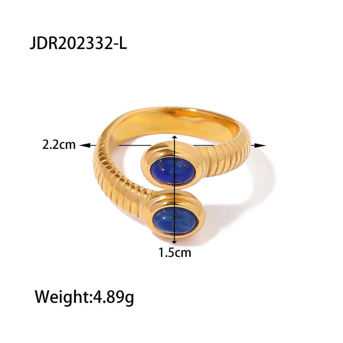 Anillo de acero inoxidable con circonitas entrelazadas en oro de 18 quilates: elegante estilo europeo