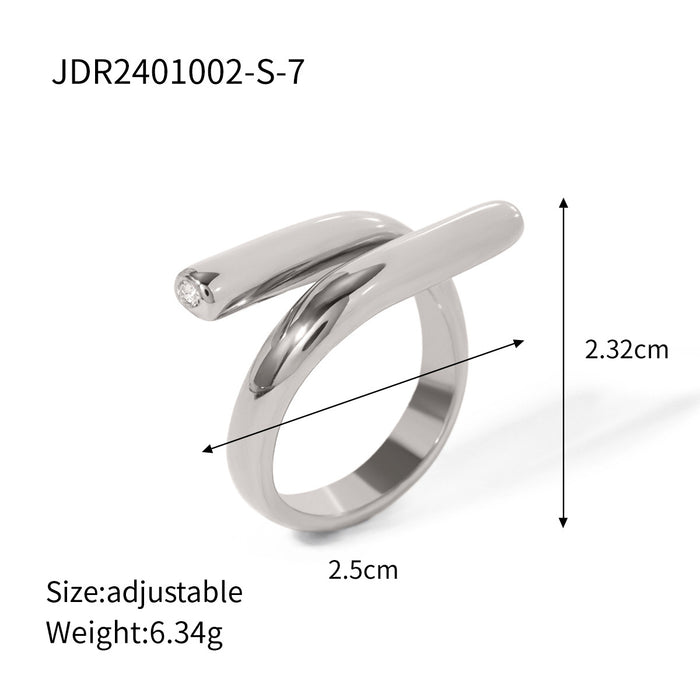 Stainless steel steel color exaggerated open ring