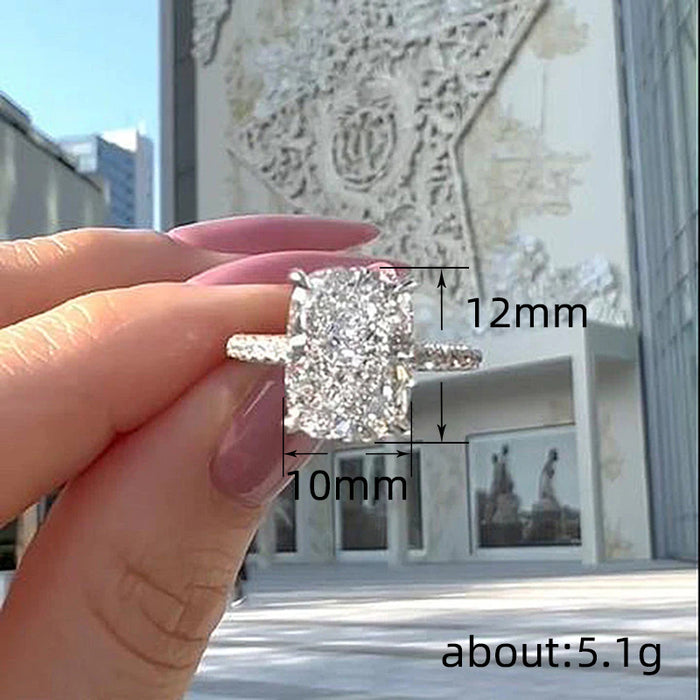 Simple style ring, rectangular thin ring, super shiny ring, high-end and atmospheric female ring