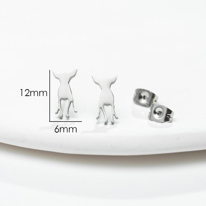 Chihuahua Dog Stainless Steel Stud Earrings - Sweet and Playful Animal Jewelry