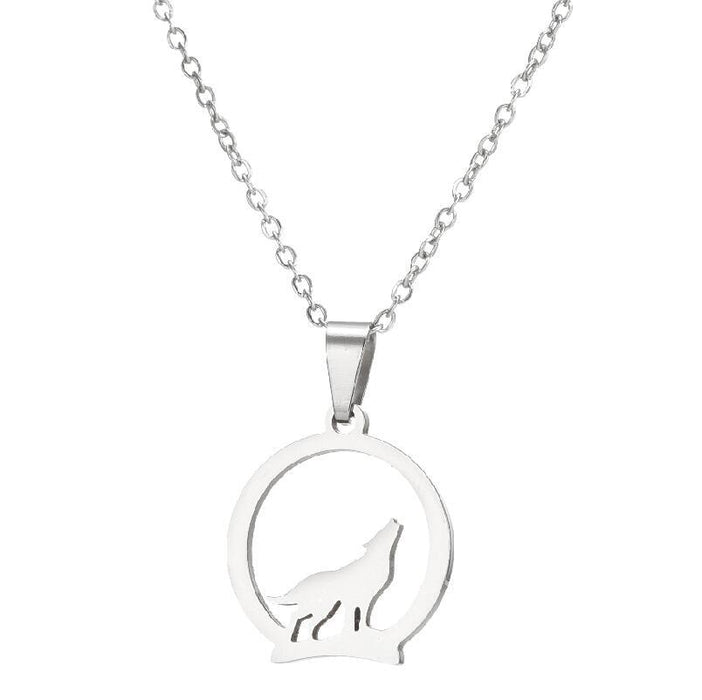 Origami cat moon necklace, Japanese and Korean version of cute hollow moon cat clavicle necklace