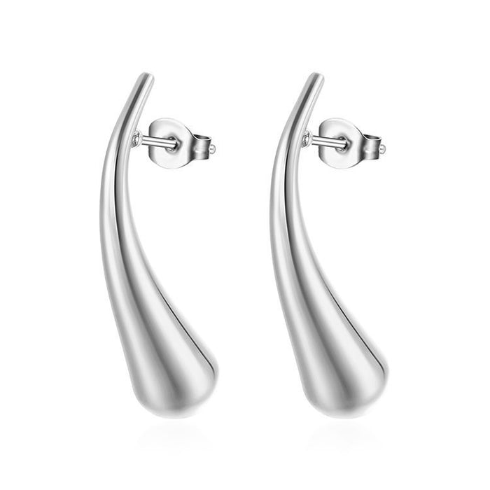 French teardrop stainless steel earrings for women titanium steel simple irregular earrings