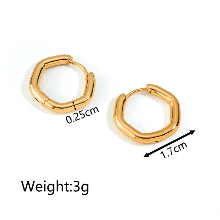 Retro 18K gold titanium steel earrings for women trendy geometric earrings