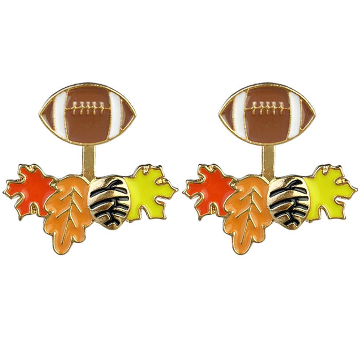 Thanksgiving Autumn Stud Earrings with Turkey, Maple Leaf, Pumpkin, and Fox Designs