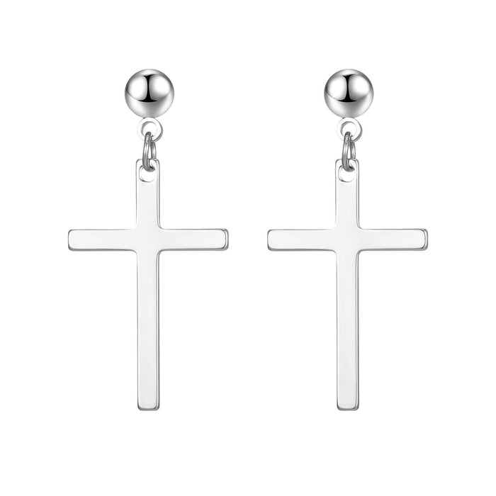 New titanium steel cross earrings simple unisex stainless steel earrings