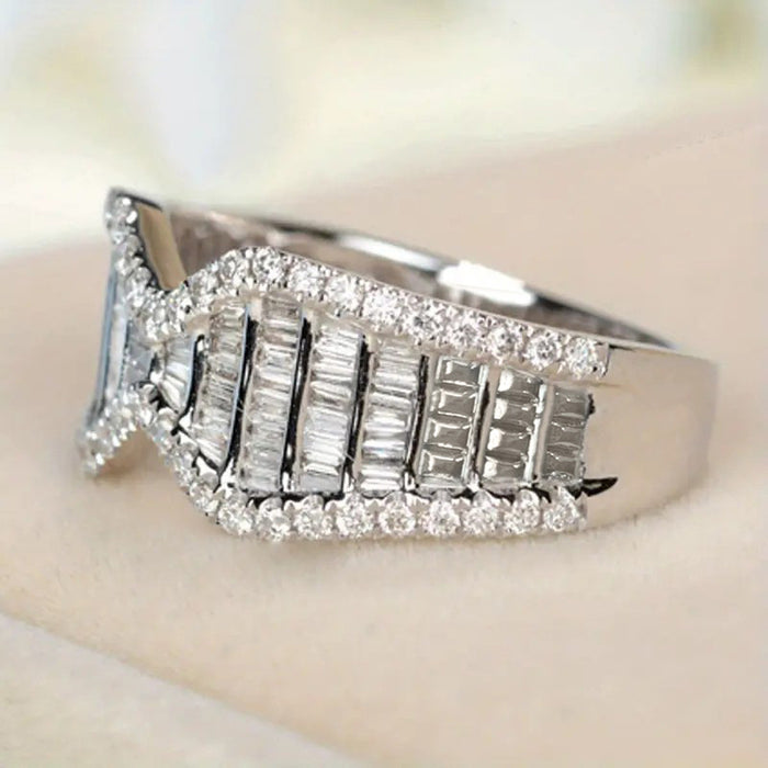 Flower zircon ring plant pattern index finger design ring