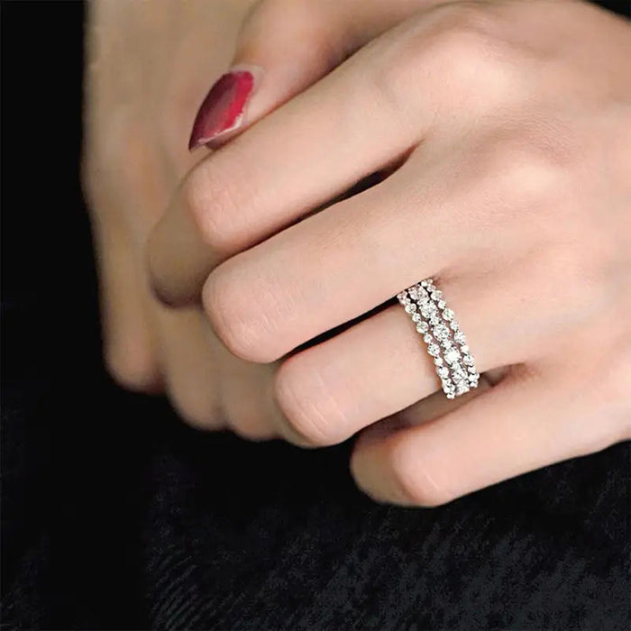 Starlight shining ring, shining multi-layer hip-hop small row diamond small tail ring